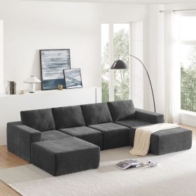 [VIDEO] 110*72" Modular U Shaped Sectional Sofa with Ottomans,Luxury Cloud Chenille Floor Couch with Deep Seat,No Assembly Required