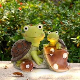 [only for pickup with a prepaid label]Garden Statue Cute Frog Face Turtles Figurines,Solar Powered Resin Animal Sculpture with 3 Led Lights for P