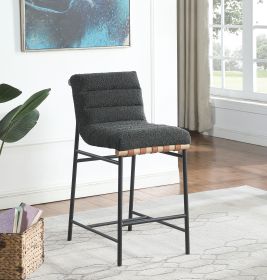 Lahni 17.75" Dark Gray Boucle Fabric Counter Height Chair