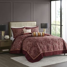 5 Piece Jacquard Bedspread Set with Throw Pillows