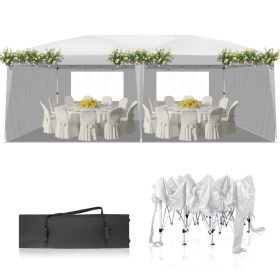 10x20ft White 4 Sides -2 Windows Folding Shed Oxford Cloth Spray Painted Iron Pipe Portable (Color: White)