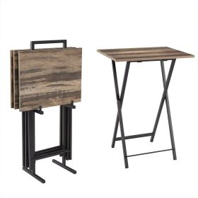 5 Piece Folding TV Tray Table Set,Foldable Sofa Side Table,End Table,Snack Table,Save Space,Grey (Color: Slate)