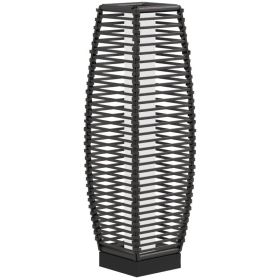 Solar Floor Lamp, Outdoor Rattan Garden Lantern Pathway Light & Decorative Driveway Lighting with Auto On/Off LED Lights for Porch, Yard, Lawn (Material: PE Rattan)