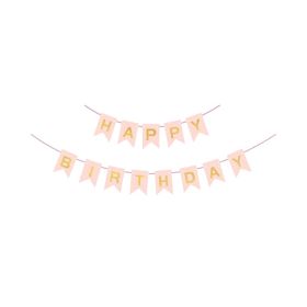 Valentine's Day Halloween Christmas New Year Thanksgiving  Light Pink English Happy Birthday Strip (Option: 12pc)